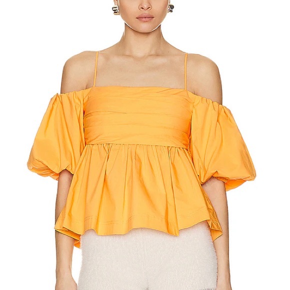 NWT Jonathan Simkhai Tala Puff Sleeve Poplin Top - Picture 1 of 11